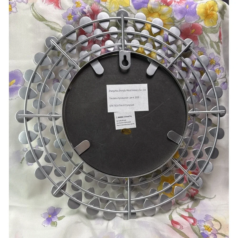 Decorative Crystal Accent Wall Mirror Candle Holder Shelf Silver